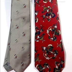 Disney 2 Tie Lot. Mickey Balancine Tie And Goofy